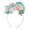 Zeemeermin haarband van Great Pretenders met roze schelp, turquoise bloemen, parels, zeemeerminstaart en glinsterende zeester