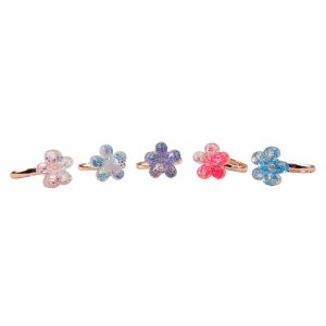 Set van vijf bloemenringen van Great Pretenders in roze, blauw, paars en wit, naast elkaar op een witte achtergrond