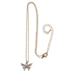 Lange ketting vlinder van Great Pretenders met gouden schakelketting, kleurrijke vlinderhanger en verstelbare sluiting.