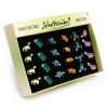 Displaydoos met zes soorten spinner ring-dinosaurusringen van Great Pretenders in groen, blauw, oranje en roze