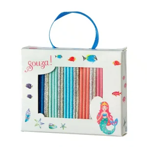 Souza! haarelastieken zeemeermin in een giftdoos met kleurrijke elastieken en vissen, onderdeel van prinsessen accessoires