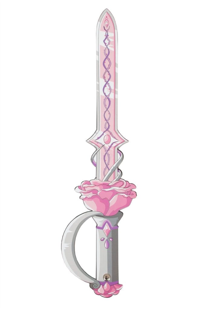 Roze prinsessenzwaard van Little Adventures met sierlijke paarse details en een bloemvormige handbescherming.