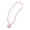 Kralenketting met schelp en parel in roze en paarse pasteltinten, met een schelpbedel onderaan