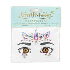 Verpakking met gezichtstickers kristallen Unicorn van Great Pretenders, met kleurrijke edelstenen en oogstickers