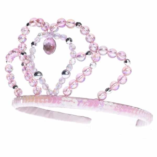 Roze Liberty-tiara van Rose & Romeo met parels op een flexibele haarband