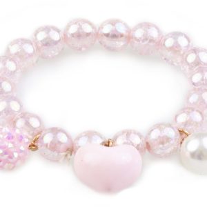 Roze Boutique armband met glanzende kralen en bedels in de vorm van een hart, bloem en parel