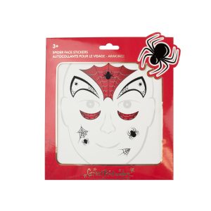 Verpakking met Great Pretenders Spiderman stickers voor het gezicht, met rode spinnenweb- en spinmotieven