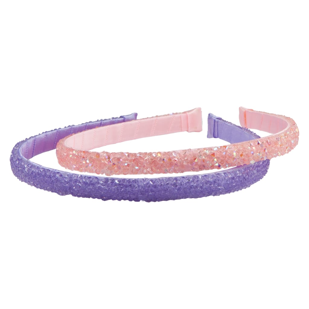 Set van twee glitter haarbanden van Great Pretenders in roze en paars, met fonkelende steentjes
