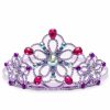 Lila prinsessen kroon van Great Pretenders met zilverkleurige versiering en blauwe en fuchsia kralen