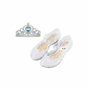 Zilveren prinsessenschoenen van Het Betere Merk met klittenband en een bijpassende kroon