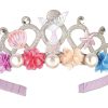 Zilverkleurig Souza diadeem Dane zee met zeemeerminstaart, schelp, zeester en kleurrijke bloemen