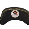 Zwarte Duncan piratenhoed als verkleedkleding piraat kind, met goudkleurige rand en doodshoofdembleem
