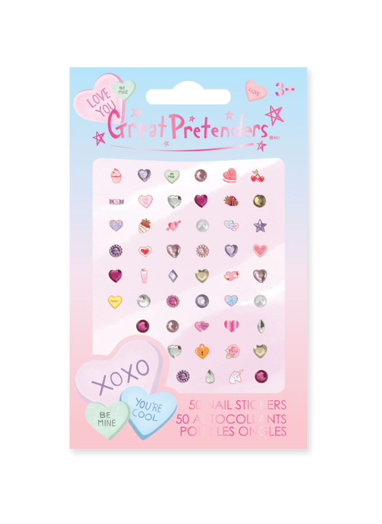 Great Pretenders verpakking met 50 nagelstickers hartjes en andere kleurrijke nail art-hartjes