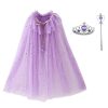 Paarse prinsessencape van tule met goudkleurige sterren, inclusief prinsessenkroon en prinsessen toverstaf