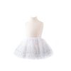Witte tutu rok van Great Pretenders op een paspop, met meerdere lagen tule en zilveren sterrenprint