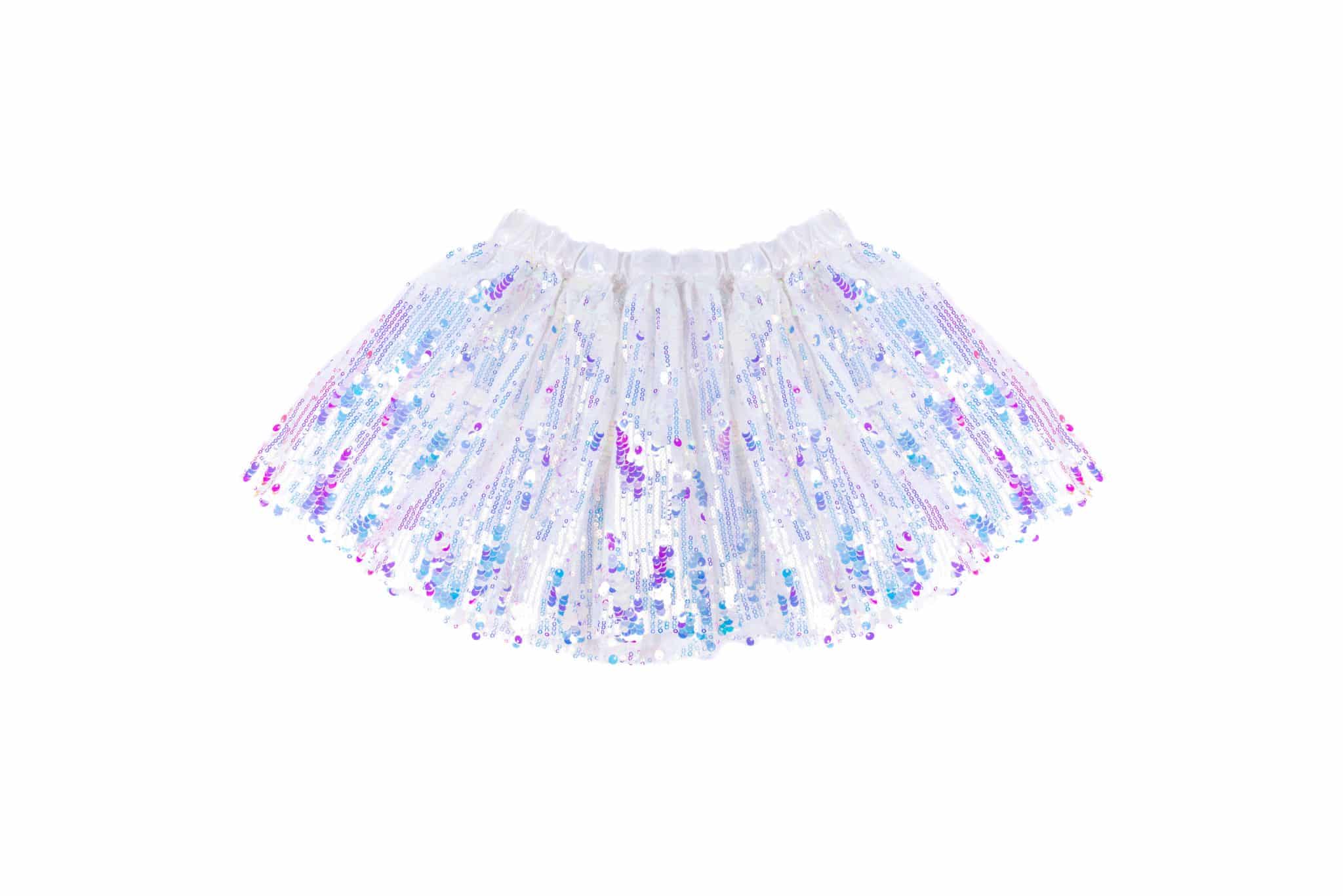 Zilveren pailletten rok van Great Pretenders met elastische tailleband en glanzende pailletten in blauw en paars