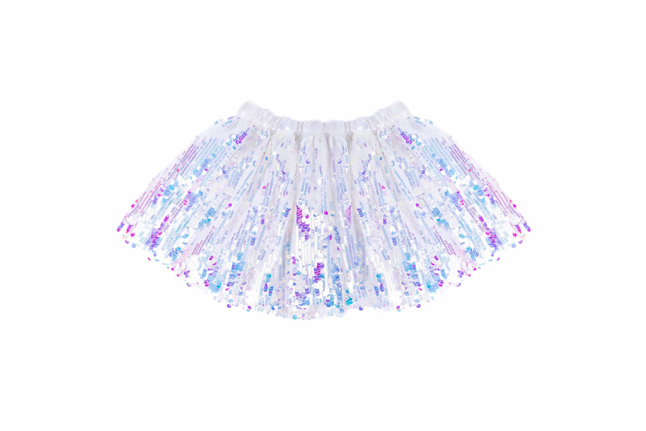 Zilveren pailletten rok van Great Pretenders met elastische tailleband en glanzende pailletten in blauw en paars