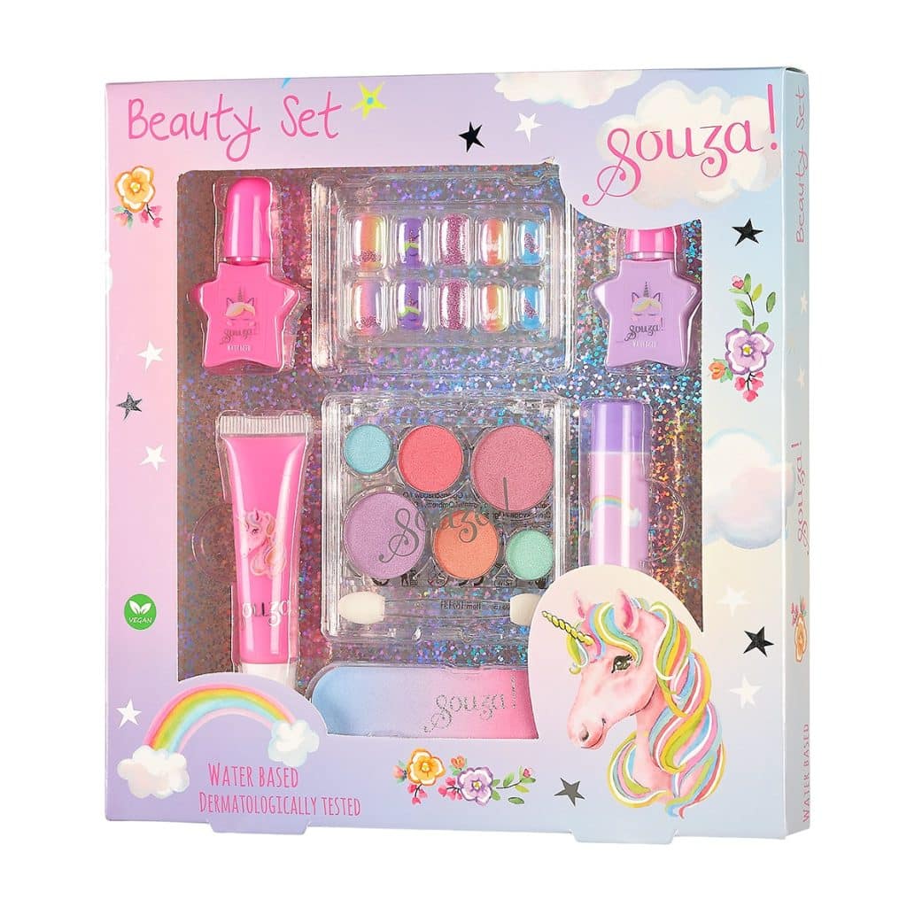 Souza! Eenhoorn Beauty Set in kleurrijke verpakking met kindermake-up, nagellak, nagelstickers en eenhoorndecoratie