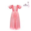 Roze luxe prinsessenjurk van Great Pretenders met pofmouwen, tule rok, tiara en toverstaf
