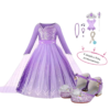 Paars Elsa prinsessenpakket met Elsa jurk, accessoires en glinsterende prinsessenschoenen