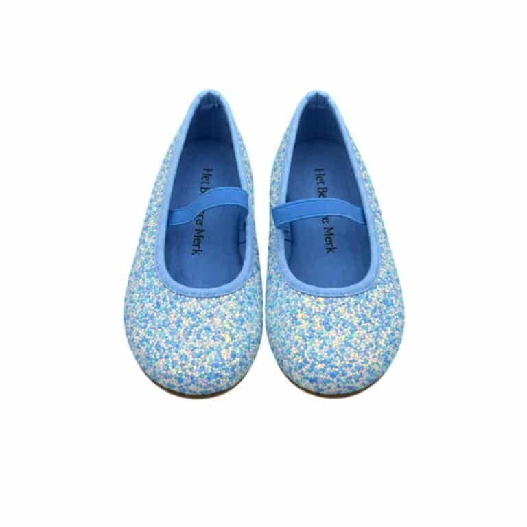 Blauwe glitter prinsessenschoenen Vivienne met bandje over de voet