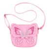 Souza roze vlinder schoudertas voor kinderen met glitterdetails, pailletten, 3D-vlinder en verstelbaar roze schouderbandje.